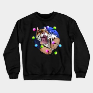 Happy holidays funny tiger with garland Crewneck Sweatshirt